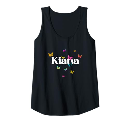 Damen Kiana - Schöner Mädchen Name mit bunten Schmetterlingen Tank Top von KIANA Tochter Enkel Geburtstag Geschenkideen