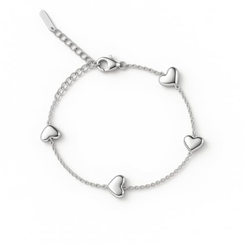 KIANJA Damen Armband – Herz Armband aus Edelstahl mit 4 Herzen – Geschenkidee für Frauen, Freundin, Mutter, Tochter – elegant, verstellbar, nickelfrei von KIANJA