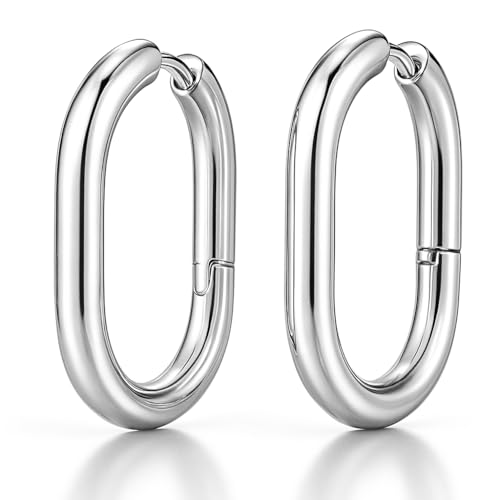 KIANJA Creolen Damen Silber 2 cm – Edelstahl Ohrringe oval 2×1,5 cm, 316L nickelfrei & allergikerfreundlich – elegante Damen Ohrhänger, pflegeleicht & glänzend von KIANJA