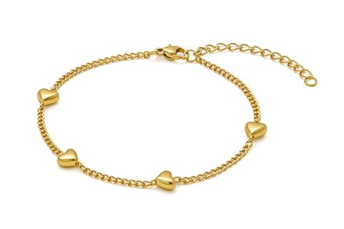 KIANJA Damen Armband vergoldet – Herz Armband aus Edelstahl mit 4 Herzen – Geschenkidee für Frauen, Freundin, Mutter, Tochter – elegant, verstellbar, nickelfrei KIANJA Damen Armband vergoldet – Herz Armband aus Edelstahl mit 4 Herzen – Geschenkidee für Frauen, Freundin, Mutter, Tochter – elegant, verstellbar, nickelfrei von KIANJA