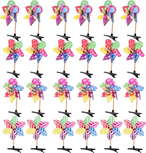 Haar Klammern 24 Stück Windrad-Haarspangen, buntes Haardekor, Windrad-Haarschmuck for Kinder, Schule, Belohnung, Gastgeschenke von KIANSLA
