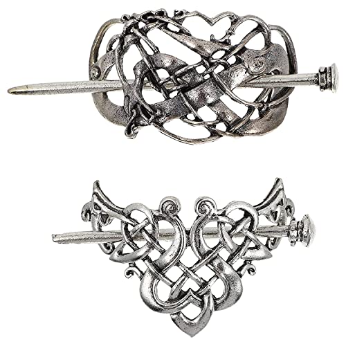 Haar Klammern 2pcs Wikinger keltische Haarspangen Retro Silber Haarstäbchen antike keltische Knoten Haarnadeln irische Haarstäbchen Wikinger Haarschmuck for Frauen und Mädchen von KIANSLA