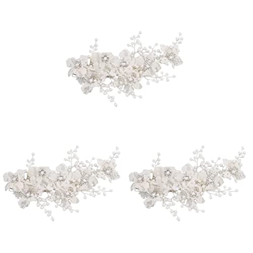 Haar Klammern Clips Pin Haar Frauen Headwear Pins Spitze J Kopf for Kamm Blume Strass Haarspange Zubehör Haarspange Hochzeit Clip Braut Seite ( Color : Whitex3pcs , Size : Mediumx3pcs ) von KIANSLA