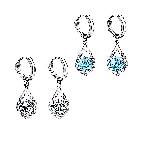 Germanium-Ohrringe, Lymphdrainage-Ohrringe für Frauen, Lymphdrainage-Ohrringe zur Gewichtsreduktion, glitzernde Strass-Ohrringe (white+blue) von KIASRZN