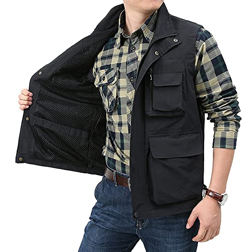 KIAYKL Herren Angelweste Casual Outdoor Multifunktionale Mesh Fotografen Jacke 8 Taschen Atmungsaktiv Schnell Trocknen Mantel, Schwarz, XL KIAYKL Herren Angelweste Casual Outdoor Multifunktionale Mesh Fotografen Jacke 8 Taschen Atmungsaktiv Schnell Trocknen Mantel, Schwarz, XL von KIAYKL