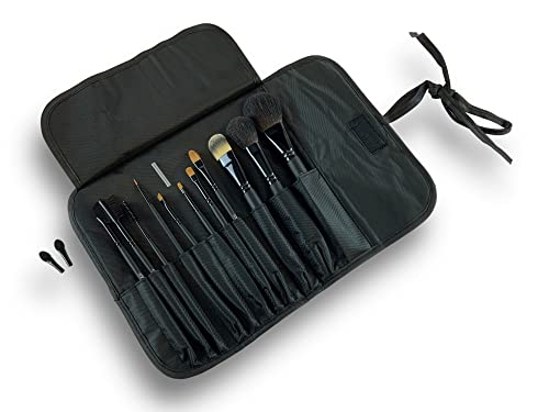 Kibros TRMAQ11Px3 Kosmetiktasche mit 11 professionellen Pinseln mit Rouge- und Ziegenpuderpinsel, Eyeliner, Marderbürsten für Lippen und Lidschatten, Foundation und Zubehör von KIBROS