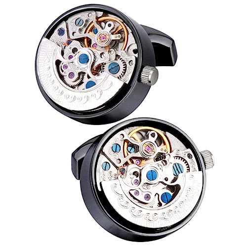 Movement Cufflinks Gear Precision Carving Fully Automatic Mechanical French Shirt Cufflinks Men's Sleeve Nails, B, B, Metall von KICHI