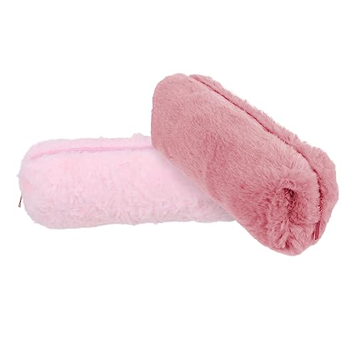 KICHOUSE 2 Stück Plüsch Stiftetasche Bleistifthalter mit Reißverschluss Multifunktionale Federmäppchen für Schulbedarf und Schreibwarenorganisation Kawaii Design von KICHOUSE