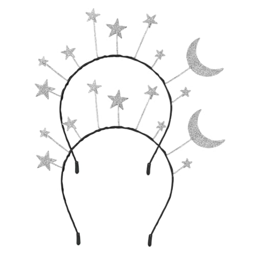 KICHOUSE 2 Stück Haarschmuck mit Stern-Stirnband Hochzeit Geburtstagskopfbedeckung Zubehör Dekorationen für Leuchtender Sternstirnband Party-Star-Haarband Festliches Stirnband Metall Silber von KICHOUSE
