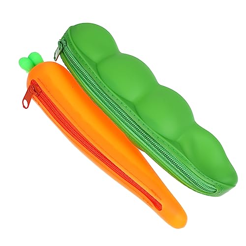 KICHOUSE Silikon Stiftetasche 2 Stücke Kreatives Federmäppchen mit Reißverschluss Großes Fassungsvermögen Multifunktional als Kosmetiktasche für Schule und Büro von KICHOUSE