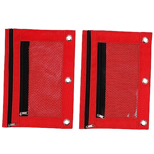 KICHOUSE 2 Stück Taschenbeutel Bürobedarfstaschen mit Bleistift Binder Federmäppchen Ordnertasche Federmäppchen aus Mesh Federmäppchen für Ordner Federmappe Oxford-Stoff rot von KICHOUSE
