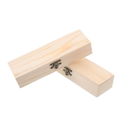 KICHOUSE 2 Stück Teiliges Holz Stifteetui zum Selbstgestalten Handbemalt Kompakte Multifunktionale Aufbewahrungsbox für Schule und Büro Fördert Kreativität bei Kindern und Jugendlichen von KICHOUSE