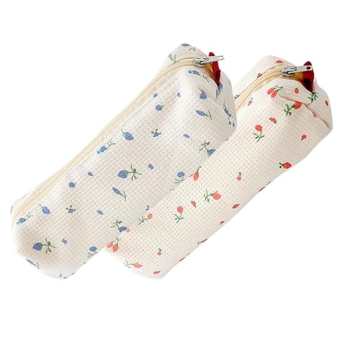KICHOUSE 2 Stück Floral Federmäppchen Kleine Kosmetiktasche mit Reißverschluss Praktischer Stift und Make Up Halter für Schüler und Reisen von KICHOUSE