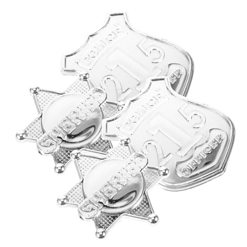 KICHOUSE 4 Stück Metall Brosche Tragbare Cosplay Polizeimarke für Halloween Karneval und Mottopartys als Dekoratives Kostümzubehör von KICHOUSE