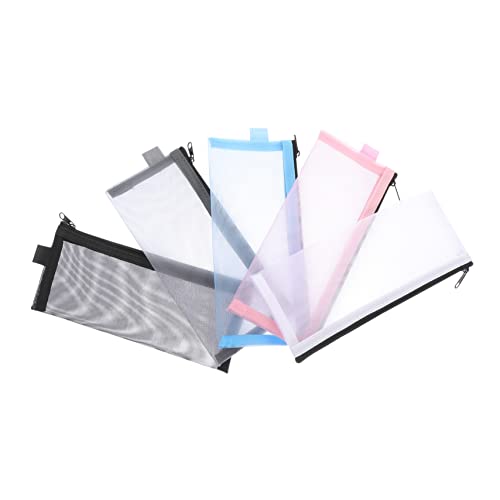 KICHOUSE 5 Stück Mäppchen Mesh-Reise-Organizer-Taschen Schreibwarentaschen Netz-stifttasche Bleistifthalter Für Schreibwaren Schülern Briefpapierbeutel Nylongewebe von KICHOUSE