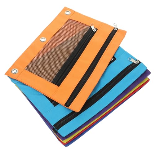 KICHOUSE 6 Stück Binder Stoffbeutel Federmäppchen Masse Schüttgut Reißverschluss Schreibwaren Sechs Etui Für Bleistift Datei Gemustert Groß Container Fall Ordner Polyester von KICHOUSE