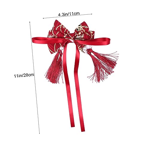 KICHOUSE Chinesische Haarklammer mit Quaste Antiker Haarschmuck für Mädchen Schleifenform Traditioneller Kopfschmuck für Neujahrsfest Einfach zu Tragen Chinesischer Stil von KICHOUSE