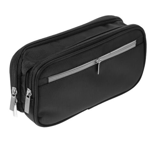 KICHOUSE Federmäppchen und Federmäppchen Kapazität Bleistift Multi Reisen großes Federmäppchen tragbare Stifttasche Speicherbeutel Stifttaschen praktische Stifttasche Etui Nylontuch Schwarz von KICHOUSE