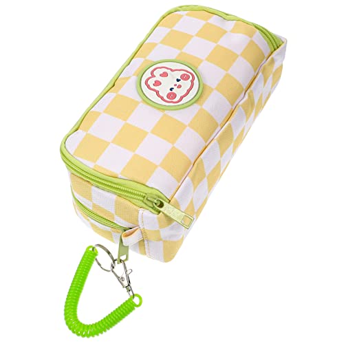 KICHOUSE Schachbrettmuster Stifte Tasche Großkapazität Federmäppchen Mit Reißverschluss Bleistift Aufbewahrungstasche Für Schüler Studenten Büro von KICHOUSE