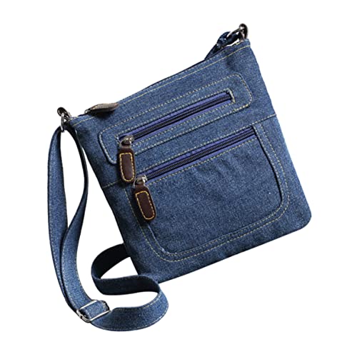 KICHOUSE Jeanstasche Für Damen Retro Umhängetasche Mit Reißverschluss Quadratische Schultertasche Aus Jeansstoff Lässige Handtasche Zum Tragen Geeignet Für Handy Geldbörse Und Kleine Gegens von KICHOUSE