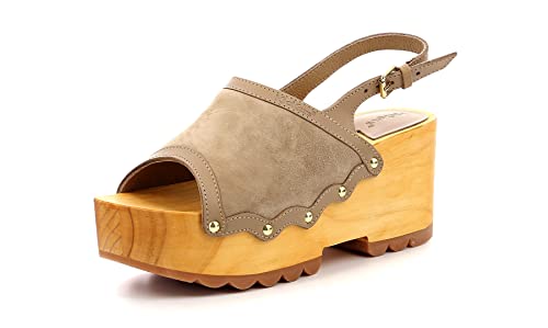 KICKERS Damen Kick Wedge Wood Sandale mit Absatz, helles beige, 38 EU von Kickers