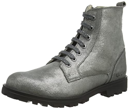 KICKERS Jungen Mädchen Grooke Stiefelette, METALLISCHES Silber, 33 EU von Kickers