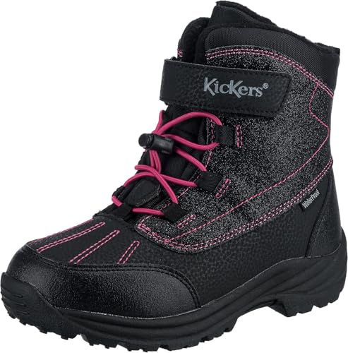 KICKERS Jungen Mädchen Jump WPF Stiefelette, GLÄNZEND ROSA SCHWARZ, 34 EU von Kickers