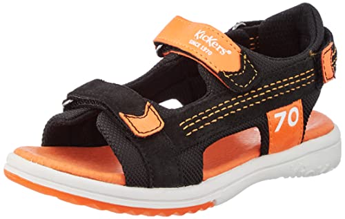 KICKERS Jungen Zeildoek Sandale, Noir Orange, 29 EU von Kickers