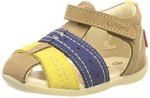 KICKERS Unisex Baby Bigbazar-2 Sandale, Beige, Marinegelb, 19 EU von Kickers