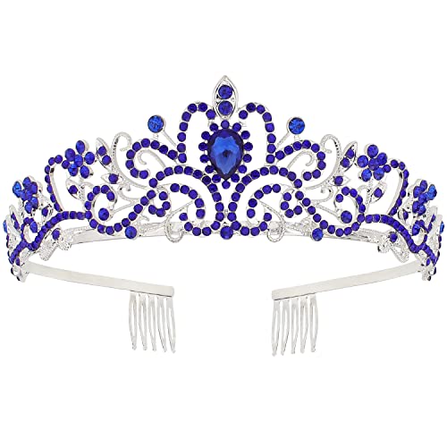 Blaues Diadem, blaue Krone, blaue Blumenkrone, Kronen für Damen, Tiaras und Kronen für Damen, Freiheitsstatue, Krone, Königin, Kronen für Damen, Kostüm, Krone, Freiheitsstatue, Fackel, Merman-Kostüm von KICOSY