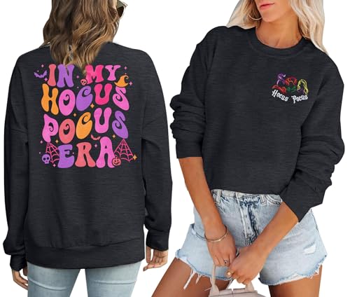 KIDDAD Halloween-Sweatshirt für Damen, Hocus Pocus Shirts, Sanderson Sisters, langärmelig, lustige Pullover, Sweatshirts, T-Shirts, A.grey, L KIDDAD Halloween-Sweatshirt für Damen, Hocus Pocus Shirts, Sanderson Sisters, langärmelig, lustige Pullover, Sweatshirts, T-Shirts, A.grey, L von KIDDAD