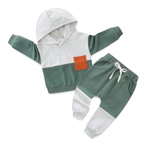KIDDLETOWN Baby Jungen Kleidung Babykleidung Set Baby Jungen Hoodie Sweatshirt Outfits Langarm Kleidung Sets Hoodie Kapuzenpullover Top + Hose Bekleidung 3-24 Monate von KIDDLETOWN