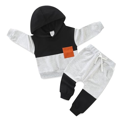 KIDDLETOWN Baby Jungen Kleidung Babykleidung Set Baby Jungen Hoodie Sweatshirt Outfits Langarm Kleidung Sets Hoodie Kapuzenpullover Top + Hose Bekleidung 3-24 Monate von KIDDLETOWN