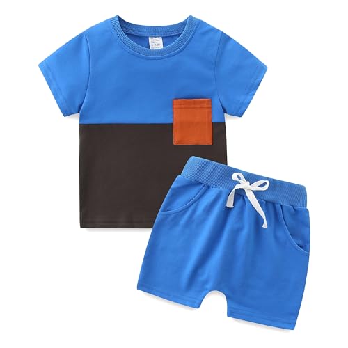 KIDDLETOWN Baby Jungen Sommer Outfit T-Shirt Top + Shorts Zweiteiler Set Sommer Kinder Outfits Patchwork T-Shirt + Shorts Zweiteiler Babykleidung von KIDDLETOWN