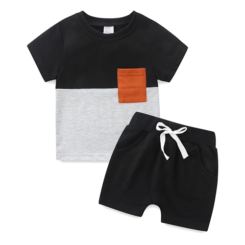 KIDDLETOWN Baby Jungen Sommer Outfit T-Shirt Top + Shorts Zweiteiler Set Sommer Kinder Outfits Patchwork T-Shirt + Shorts Zweiteiler Babykleidung von KIDDLETOWN