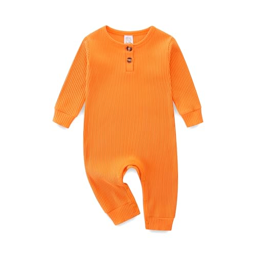 KIDDLETOWN Baby Pyjama Button Down Baby Baumwolle Kleidung Sleeper Pjs für Schlaf Spielen (Orange, 9-12 Momths) von KIDDLETOWN