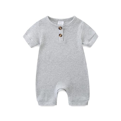 KIDDLETOWN Baby Strampler Neugeborene, Unisex Kurzarm Baby Schlafanzug, Baby Kleidung Jungen Mädchen Sommer Outfit, Kurzarm Schlafstrampler Schlafanzug, Kurz Baby Schlafanzug für 0-12 Monate von KIDDLETOWN