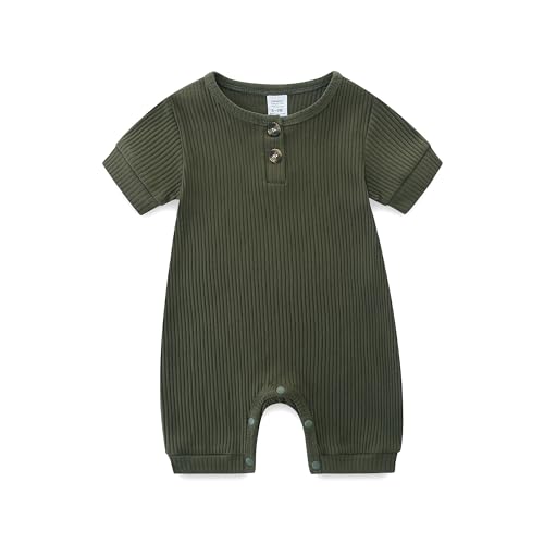 KIDDLETOWN Baby Strampler Neugeborene, Unisex Kurzarm Baby Schlafanzug, Baby Kleidung Jungen Mädchen Sommer Outfit, Kurzarm Schlafstrampler Schlafanzug, Kurz Baby Schlafanzug für 0-12 Monate von KIDDLETOWN