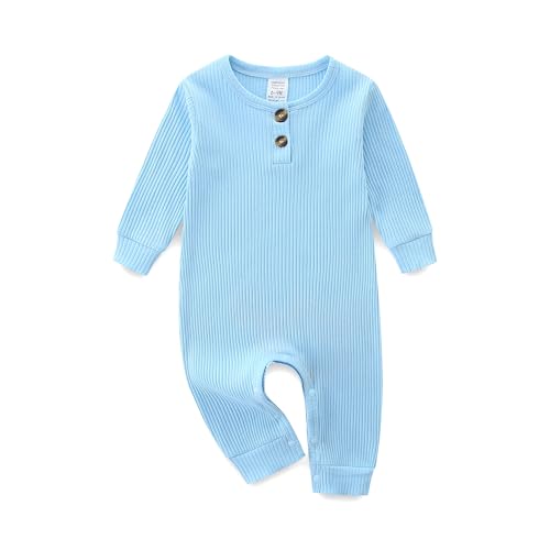 KIDDLETOWN Baby und Kleinkind Snug Fit Footed Cotton One-Piece Strampler Jumpsuit (Blau, 6-9 Monate) von KIDDLETOWN