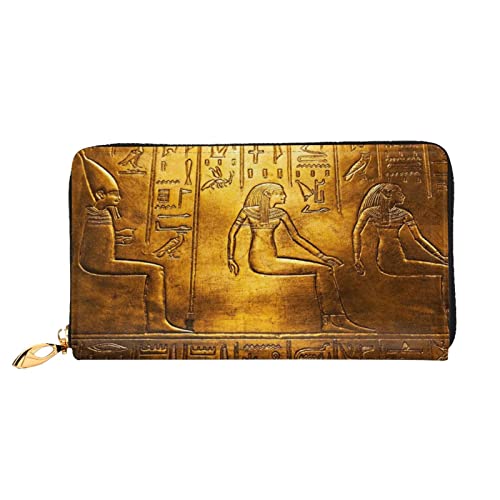 KIDINN Ägypten Hieroglyphen Print Leder Brieftasche, Frauen Reißverschluss um Lange Brieftasche PU Reise Kartenhalter Geldbörse, Ägypten Hieroglyphen, Einheitsgröße von KIDINN