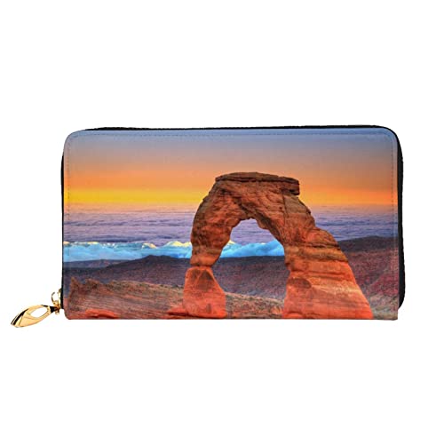 KIDINN Arches National Park Print Leder Brieftasche, Frauen Reißverschluss um lange Brieftasche PU Reise Kartenhalter Geldbörse, Arches Nationalpark, Einheitsgröße von KIDINN