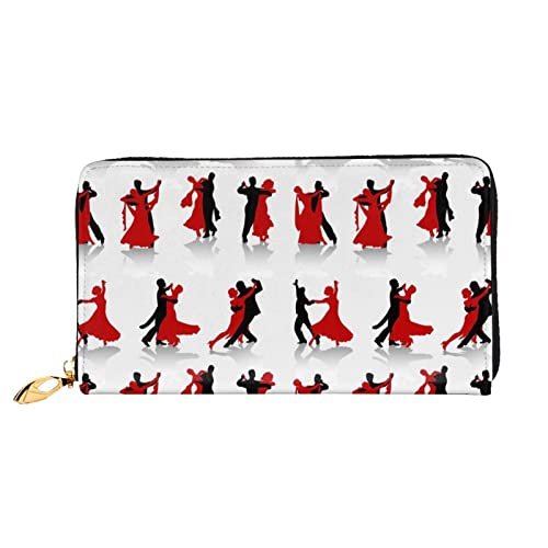 KIDINN Ballroom Dance Print Leder Brieftasche, Frauen Reißverschluss um Lange Brieftasche PU Reise Kartenhalter Geldbörse, Gesellschaftstanz, Einheitsgröße von KIDINN