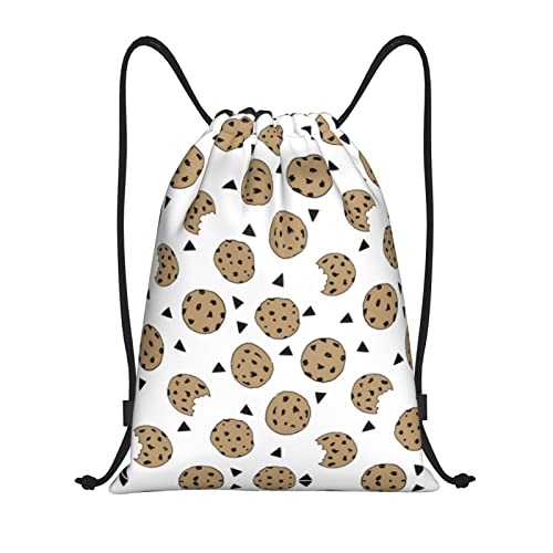 KIDINN Cookies Food Chip Kekse Druck Kordelzug Taschen, verstellbare Kordelzug-Tasche, Schwarz, Medium von KIDINN