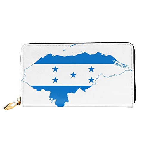 KIDINN Damast-Muster-Druck-Leder-Brieftasche, Frauen Reißverschluss um lange Brieftasche PU Reise Kartenhalter Geldbörse, Honduras Flagge, Einheitsgröße von KIDINN