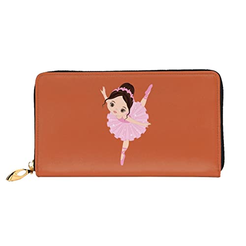 KIDINN Einhörner rosa Druck Leder Brieftasche, Frauen Reißverschluss um lange Brieftasche PU Reise Kartenhalter Geldbörse, Kleine Ballerina Tanzen Mädchen, Einheitsgröße von KIDINN