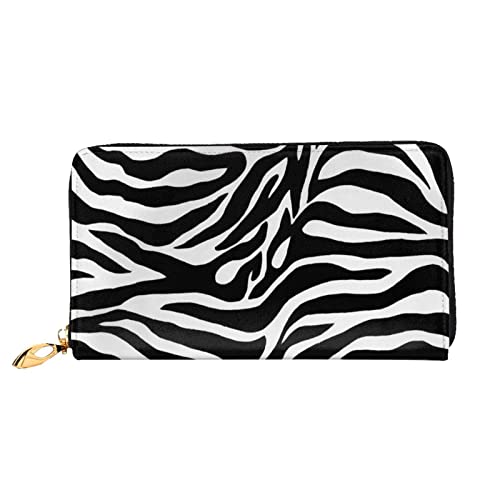 KIDINN Feuerwehrmann Feuerwehrmann Flamme Druck Leder Brieftasche, Frauen Reißverschluss um Lange Brieftasche PU Reise Kartenhalter Geldbörse, Zebra-Print, Einheitsgröße von KIDINN