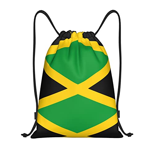 KIDINN Jamaika-Flaggen-Druck-Taschen,verstellbare Kordelzug-Tasche, Schwarz, M von KIDINN