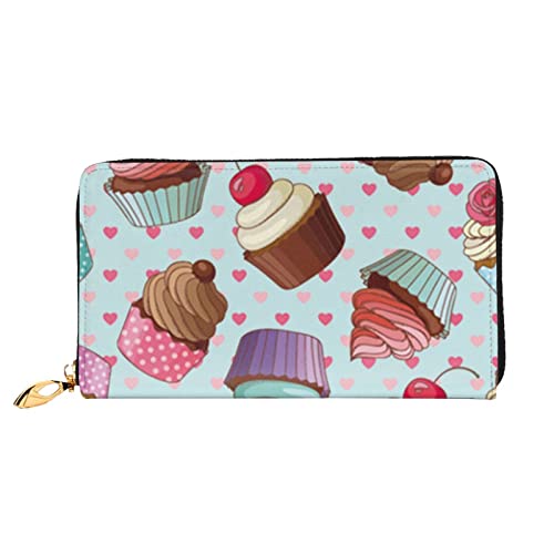 KIDINN Lighthouse Diamond Painting Print Leder Brieftasche, Frauen Reißverschluss um Lange Brieftasche PU Reise Kartenhalter Geldbörse, Cupcake-Muster, Einheitsgröße von KIDINN