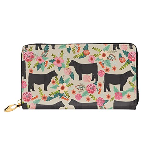 KIDINN Lighthouse Diamond Painting Print Leder Brieftasche, Frauen Reißverschluss um Lange Brieftasche PU Reise Kartenhalter Geldbörse, Pink Flower Show Steer Cows Rinder, Einheitsgröße von KIDINN