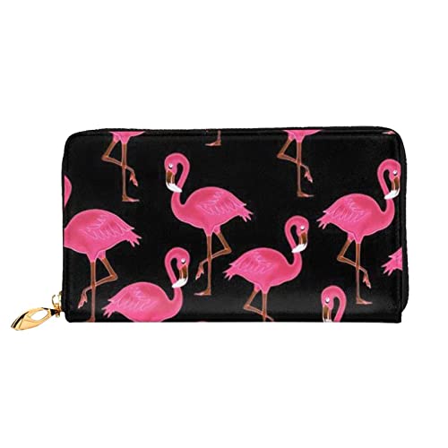 KIDINN Schöne rosa Flamingos Druck Leder Brieftasche, Frauen Reißverschluss um lange Brieftasche PU Reise Kartenhalter Geldbörse, Pink, Einheitsgröße von KIDINN